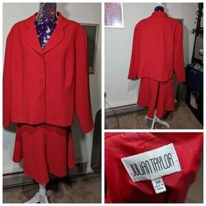 Vintage Julian Taylor Size 20 Red Skirt Suit Set 80s 90s Office Grandmacore